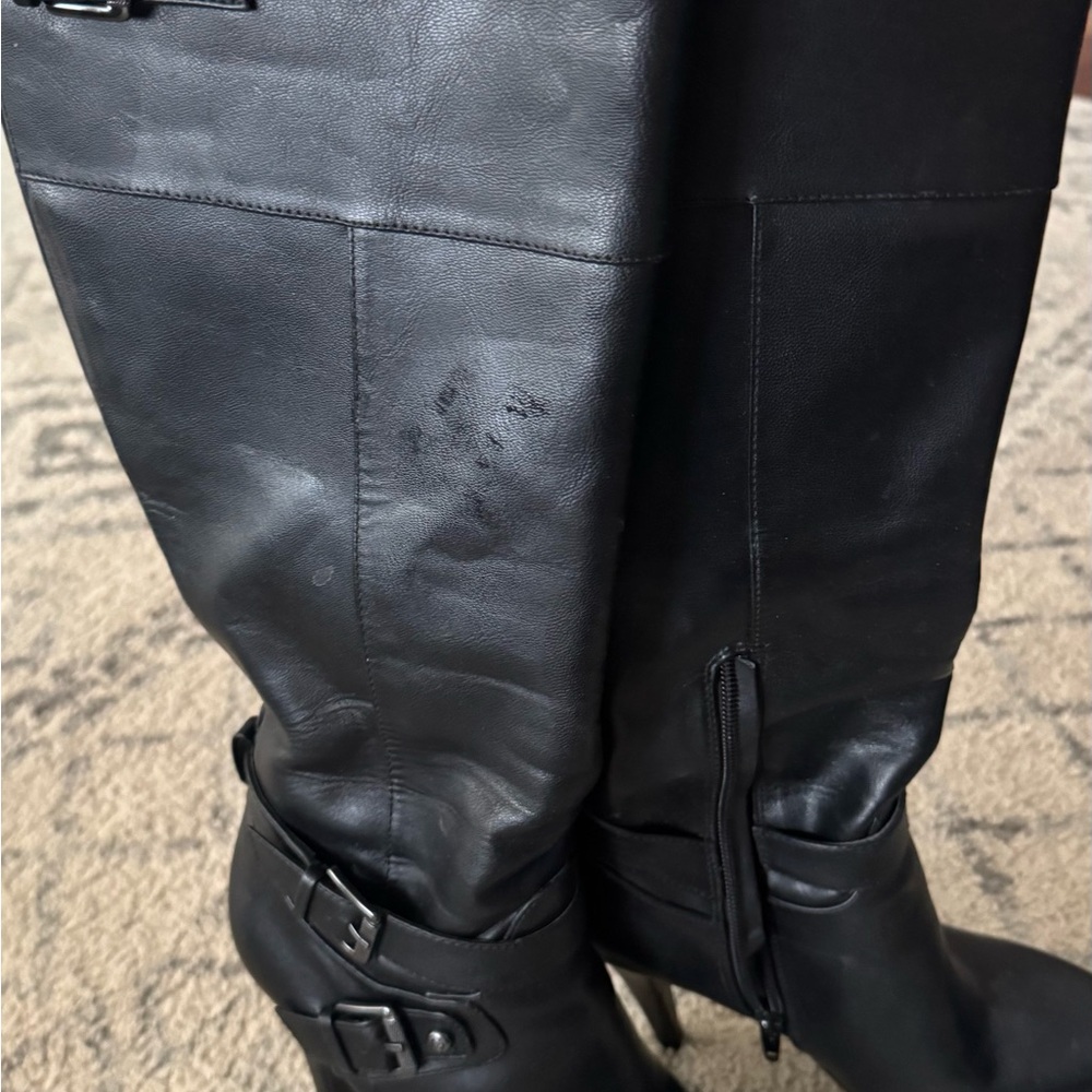 Black Leather Knee-High Boots
